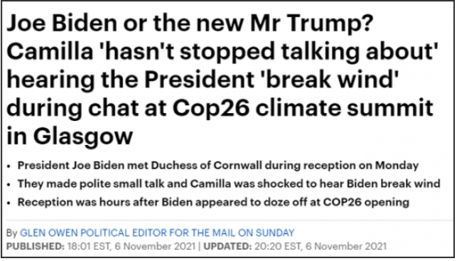 拜登放响屁把英王储妃吓一跳,拜登